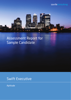 Assessment Report for Sample Candidate Swift Executive Aptitude