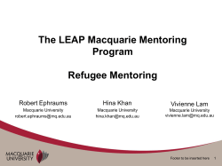 The LEAP Macquarie Mentoring Program Refugee Mentoring Robert Ephraums