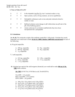 Sample questions from old exam I BCHS 3304 – Dr. Yeo  T