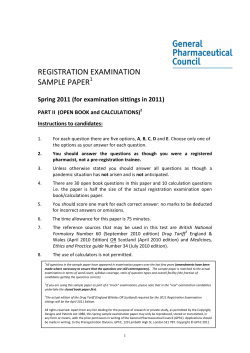 REGISTRATION EXAMINATION SAMPLE PAPER  Spring 2011 (for examination sittings in 2011)