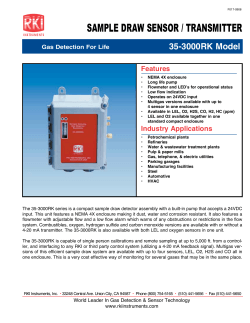 Sample Draw SenSor / TranSmiTTer 35-3000RK	Model Features Gas	Detection	For	Life
