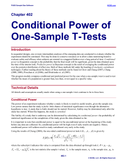 Conditional Power of One-Sample T-Tests Chapter 402 Introduction