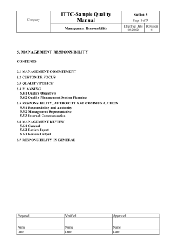 ITTC-Sample Quality Manual 5. MANAGEMENT RESPONSIBILITY
