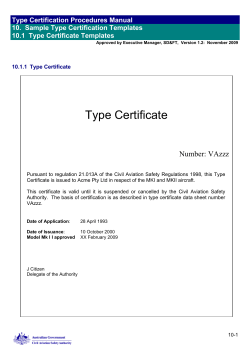 Type Certification Procedures Manual 10.  Sample Type Certification Templates