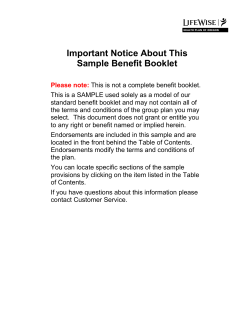 Important Notice About This Sample Benefit Booklet