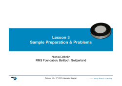 Lesson 3 Sample Preparation &amp; Problems Nicola Döbelin RMS Foundation, Bettlach, Switzerland