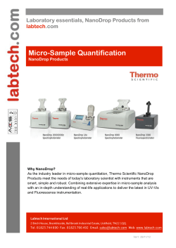 Micro-Sample Quantification Laboratory essentials, NanoDrop Products from .com labtech