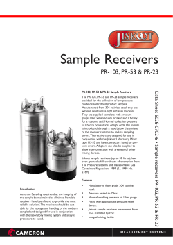 Sample Receivers PR-103, PR-53 &amp; PR-23 Data Sheet S028-0702-6 • Sample r