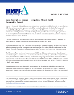 SAMPLE REPORT Case Description: Lauren— Outpatient Mental Health Interpretive Report