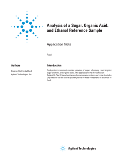Analysis of a Sugar, Organic Acid, and Ethanol Reference Sample Application Note Authors