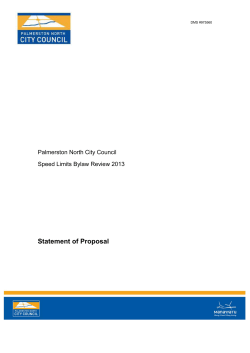 Statement of Proposal Palmerston North City Council Speed Limits Bylaw Review 2013