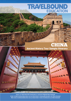 CHINA Ancient History Tour Sample Itinerary