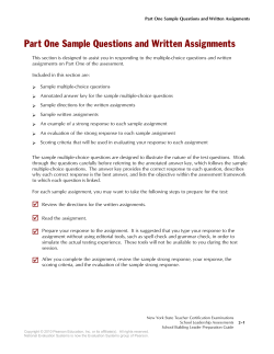 Part One Sample Questions and Written Assignments
