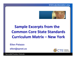 Sample Excerpts from the  Common Core State Standards  Curriculum Matrix – New York  www.nyctecenter.org
