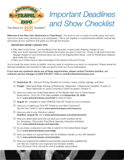 Important Deadlines and Show Checklist