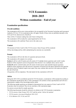 VCE Economics 2010–2015 Written examination – End of year Examination specifications