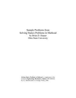 Sample Problems from Solving Statics Problems in Mathcad by Brian D. Harper
