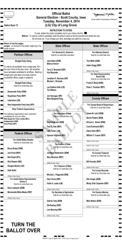 Official Ballot General Election - Scott County, Iowa Tuesday, November 4, 2014