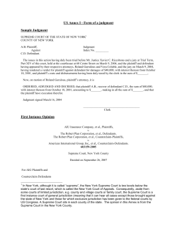 US Annex I - Form of a judgment Sample Judgment
