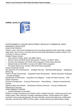 DARREL SCHULTZ ENTERTAINMENT &amp; LEISURE DEVELOPMENT SPECIALIST COMMERCIAL ASSET MANAGER &amp; DEVELOPER