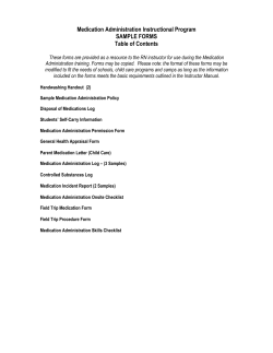 Medication Administration Instructional Program SAMPLE FORMS Table of Contents