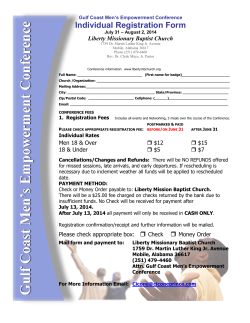 Individual Registration Form Liberty Missionary Baptist Church