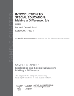 SAMPLE CHAPTER INTRODUCTION TO SPECIAL EDUCATION: Making a Difference, 6/e