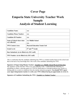 Cover Page Emporia State University Teacher Work Sample Analysis of Student Learning