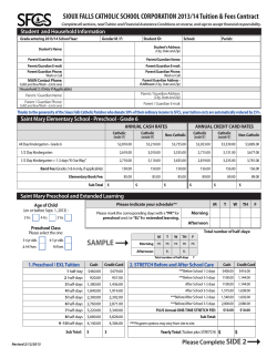 SIOUX FALLS CATHOLIC SCHOOL CORPORATION 2013/14 Tuition &amp; Fees Contract