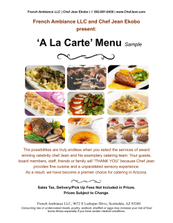 ‘A La Carte’ Menu French Ambiance LLC and Chef Jean Ekobo present: Sample