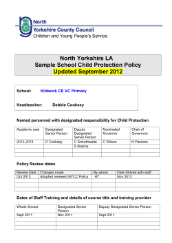 North Yorkshire LA Sample School Child Protection Policy Updated September 2012