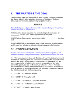 I. THE PARTIES &amp; THE DEAL