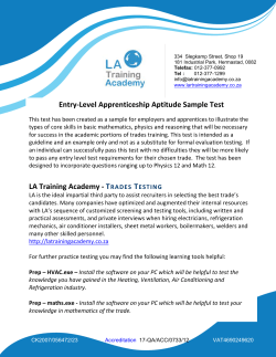 Entry-Level Apprenticeship Aptitude Sample Test