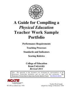 A Guide for Compiling a Teacher Work Sample Portfolio Physical Education