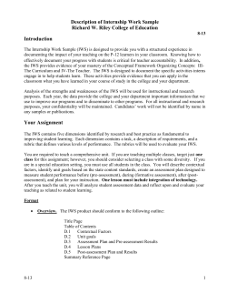 Description of Internship Work Sample Richard W. Riley College of Education Introduction