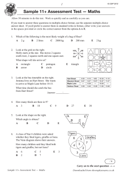 Sample 11+ Assessment Test — Maths 1