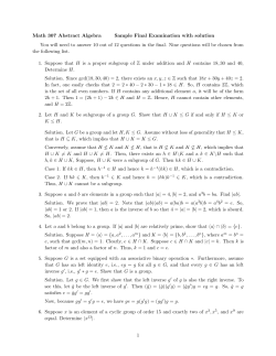 Math 307 Abstract Algebra Sample Final Examination with solution