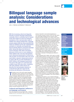 Bilingual language sample analysis: Considerations and technological advances Research