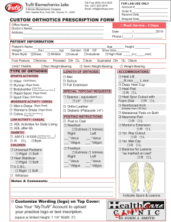 Custom orthotiCs PresCriPtion Form