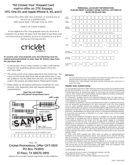 50 Cricket Visa Prepaid Card mail-in offer on ZTE Engage,
