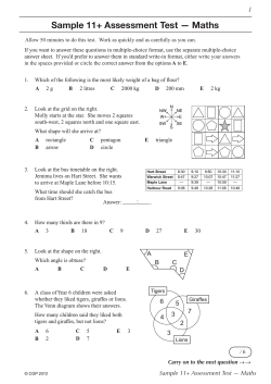 Sample 11+ Assessment Test — Maths 1
