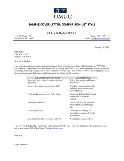 SAMPLE COVER LETTER: COMPARISON-LIST STYLE FLOYD BANKWELL