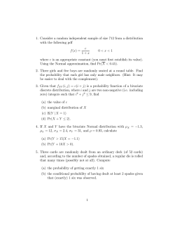 1. Consider a random independent sample of size 712 from... with the following pdf c f (x) =