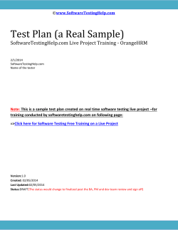 Test Plan (a Real Sample) SoftwareTestingHelp.com Live Project Training - OrangeHRM