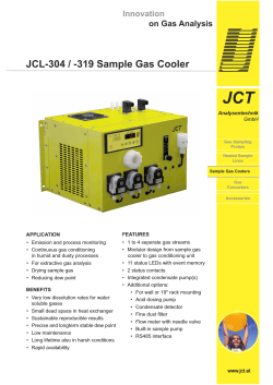 JCT JCL-304 / -319 Sample Gas Cooler Innovation on Gas Analysis