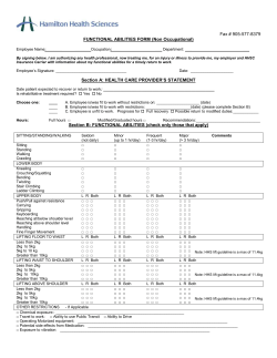 Fax # 905-577-8379 FUNCTIONAL ABILITIES FORM (Non Occupational)