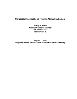 Corporate Investigations Training Manual: A Sample