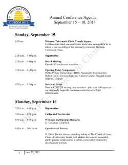 Annual Conference Agenda September 15 – 18, 2013  Sunday, September 15
