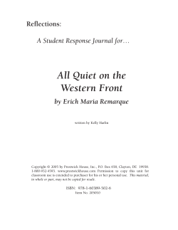 All Quiet on the Western Front Reflections: A Student Response Journal for…