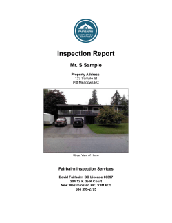 Inspection Report Mr. S Sample Fairbairn Inspection Services